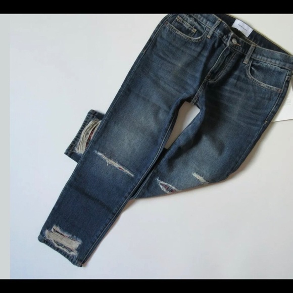 NWT Current Elliott Fling Plaid Patch Boyfriend Jean SZ 32 - Picture 6 of 8